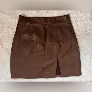 Brown faux leather skirt